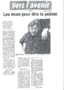<em>Les murs pour dire la poésie</em> par Cédric Flament [Article de presse] in Vers l'Avenir (Namur), 30 mars 2005